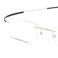 Rimless Metal Rectangle Silver Men Small Light Fly LFDM38 Eyeglasses