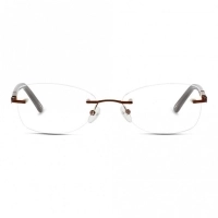 Rimless Metal Round Brown Medium Light Fly LFDF14 Eyeglasses