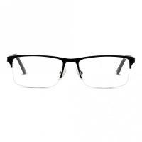 Half Rim Stainless Steel Rectangle Black Large Enzzo EZBM09 Eyeglasses