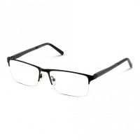 Half Rim Stainless Steel Rectangle Black Large Enzzo EZBM09 Eyeglasses