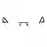 Rimless Metal Rectangle Black Medium Vision Express 49063 Eyeglasses