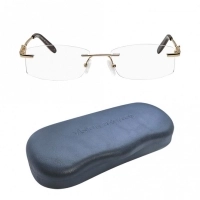 Rimless Metal Rectangle Gold Medium Vision Express 49064 Eyeglasses