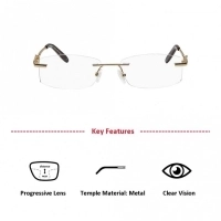 Rimless Metal Rectangle Gold Medium Vision Express 49064 Eyeglasses