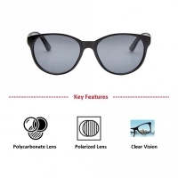 Round Polarised Lens Grey Solid Full Rim Medium Vision Express 41303P Sunglasses