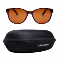 Round Polarised Lens Brown Solid Full Rim Medium Vision Express 41303P Sunglasses