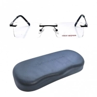 Rimless Metal Rectangle Black Medium Vision Express 29447 Eyeglasses