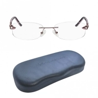 Rimless Metal Oval Pink Medium Vision Express 31801 Eyeglasses