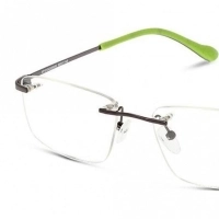 Rimless Monel Rectangle Grey Medium Activ ACHM09 Eyeglasses