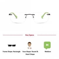 Rimless Monel Rectangle Grey Medium Activ ACHM09 Eyeglasses