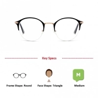 Half Rim Stainless Steel Round Blue Medium In Style ISHF22 Eyeglasses