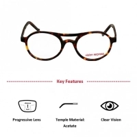 Full Rim Acetate Round Brown Medium Vision Express 12040 Eyeglasses