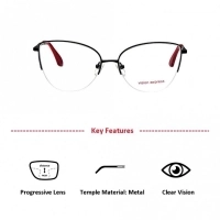 Half Rim Metal Cat Eye Black Medium Vision Express 49083 Eyeglasses
