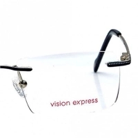 Rimless Metal Rectangle Blue Medium Vision Express 29476 Eyeglasses