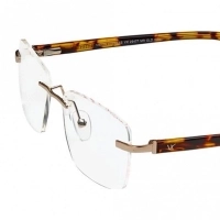 Rimless Metal Rectangle Gold Medium Vision Express 29477 Eyeglasses