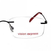 Rimless Metal Rectangle Black Medium Vision Express 29478 Eyeglasses
