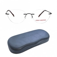 Rimless Metal Cat Eye Black Medium Vision Express 49084 Eyeglasses