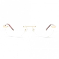 Rimless Stainless Steel Rectangle Gold Medium Heritage HEJF41 Eyeglasses