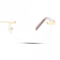 Rimless Stainless Steel Rectangle Gold Medium Heritage HEJF41 Eyeglasses
