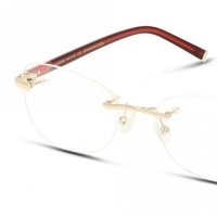 Rimless Stainless Steel Rectangle Gold Medium Heritage HEJF41 Eyeglasses