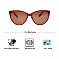 Cat eye Polarised Lens Brown Solid Full Rim Medium Vision Express 41322P Sunglasses