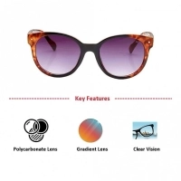 Round Grey Gradient Polycarbonate Full Rim Medium Vision Express 41331 Sunglasses