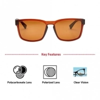 Rectangle Polarised Lens Brown Solid Full Rim Medium Vision Express 21691P Sunglasses