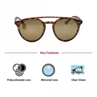 Round Gold Polycarbonate Full Rim Medium Vision Express 21699 Sunglasses