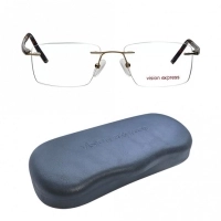 Rimless Metal Rectangle Gold Medium Vision Express 12051 Eyeglasses