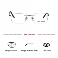 Rimless Metal Rectangle Gold Medium Vision Express 12051 Eyeglasses