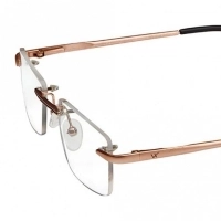 Rimless Metal Rectangle Gold Medium Vision Express 12052 Eyeglasses