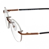 Rimless Metal Rectangle Brown Medium Vision Express 12053 Eyeglasses