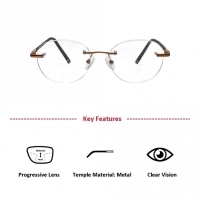 Rimless Metal Rectangle Brown Medium Vision Express 12053 Eyeglasses