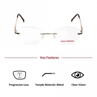 Rimless Metal Oval Gold Medium Vision Express 49086 Eyeglasses
