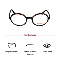 Full Rim Acetate Round Brown Medium Vision Express 12072 Eyeglasses