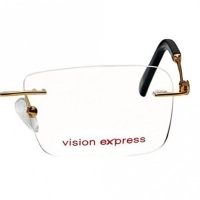 Rimless Metal Rectangle Gold Medium Vision Express 12075 Eyeglasses