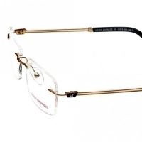 Rimless Metal Rectangle Gold Medium Vision Express 12075 Eyeglasses