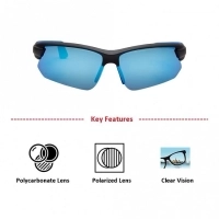 Rectangle Polarised Lens Blue Mirror Half Rim Medium Vision Express 81135P Sunglasses
