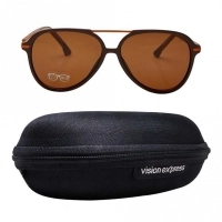 Aviator Brown Polycarbonate Full Rim Medium Vision Express 12081 Sunglasses