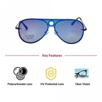 Aviator Blue Polycarbonate Full Rim Medium Vision Express 12082 Sunglasses