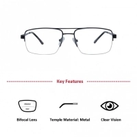Half Rim Metal Rectangle Black Large Vision Express 12084MH Eyeglasses