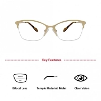 Half Rim Metal Cat Eye Gold Unisex Medium Vision Express 49101MH Eyeglasses