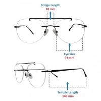 Rimless Metal Aviator Black Unisex Medium Vision Express 12090MR Eyeglasses