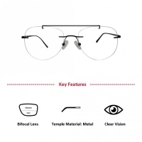 Rimless Metal Aviator Black Unisex Medium Vision Express 12090MR Eyeglasses