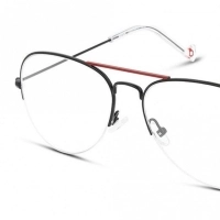 Half Rim Metal Aviator Black Medium Unofficial UNOM0068 Eyeglasses