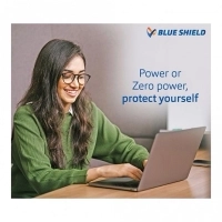 Blue Shield (Zero Power) Computer Glasses : Full Rim Rectangle Black Polycarbonate Large 12011