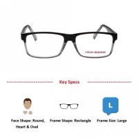 Blue Shield (Zero Power) Computer Glasses : Full Rim Rectangle Black Polycarbonate Large 12011