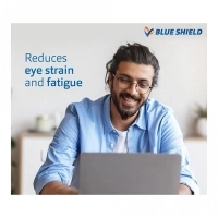 Blue Shield (Zero Power) Computer Glasses : Full Rim Rectangle Black Polycarbonate Medium 12033B