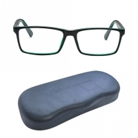 Blue Shield (Zero Power) Computer Glasses : Full Rim Rectangle Black Polycarbonate Medium 29469B