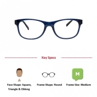 Blue Shield (Zero Power) Computer Glasses : Full Rim Round Blue Polycarbonate Medium 12056B