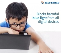 Blue Shield (Zero Power) Kids Computer Glasses: Round Blue Acetate Medium 61404AF